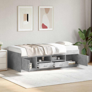 vidaXL Bedframe met opslag Betongrijs 80 x 200 cm Bewerkt hout