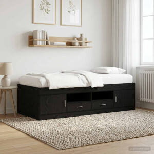 vidaXL Bedframe met opslag Zwart eiken 80 x 200 cm Bewerkt hout