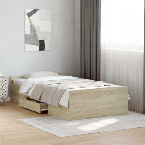 vidaXL Bedframe met opslag Sonoma Eiken 80 x 200 cm Bewerkt hout