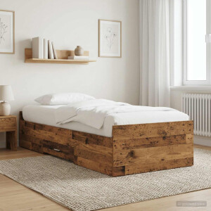 vidaXL Bedframe met opslag met lade Oud hout 80 x 200 cm Bewerkt hout