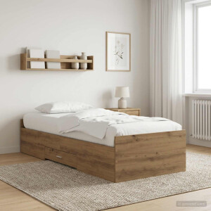 vidaXL Bedframe met opslag Artisanaal eiken 80 x 200 cm Bewerkt hout