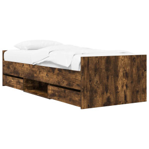 vidaXL Bedframe met opslag Gerookt eiken 80 x 200 cm Bewerkt hout
