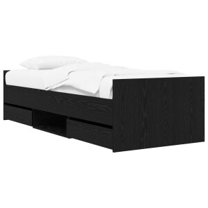 vidaXL Bedframe met opslag Zwart eiken 80 x 200 cm Bewerkt hout
