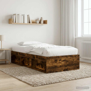 vidaXL Bedframe met opslag Gerookt eiken 80 x 200 cm Bewerkt hout