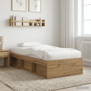 vidaXL Bedframe met opslag Artisanaal eiken 80 x 200 cm Bewerkt hout