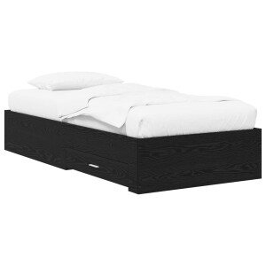 vidaXL Bedframe met opslag Zwart eiken 80 x 200 cm Bewerkt hout