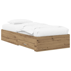 vidaXL Bedframe met opslag Artisanaal eiken 80 x 200 cm Bewerkt hout