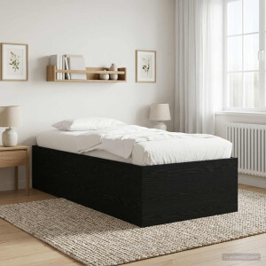 vidaXL Vloerbedframe Zwart eiken 80 x 200 cm Bewerkt hout