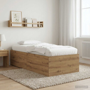vidaXL Vloerbedframe Artisanaal eiken 80 x 200 cm Bewerkt hout