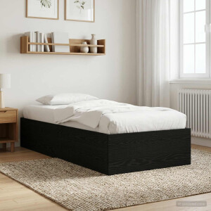 vidaXL Vloerbedframe Zwart eiken 80 x 200 cm Bewerkt hout