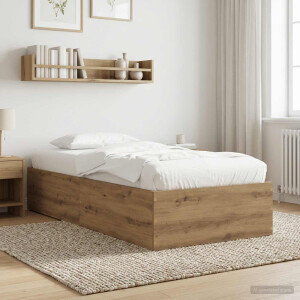 vidaXL Vloerbedframe Artisanaal eiken 80 x 200 cm Bewerkt hout