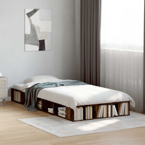 vidaXL Bedframe met opslag Gerookt eiken 80 x 200 cm Bewerkt hout
