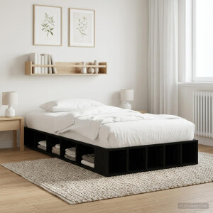 vidaXL Bedframe met opslag Zwart eiken 80 x 200 cm Bewerkt hout