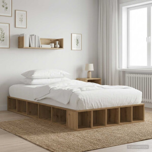 vidaXL Bedframe met opslag Artisanaal eiken 80 x 200 cm Bewerkt hout