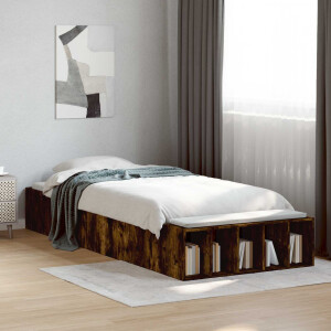 vidaXL Bedframe met opslag Gerookt eiken 80 x 200 cm Bewerkt hout
