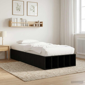 vidaXL Bedframe met opslag Zwart eiken 80 x 200 cm Bewerkt hout