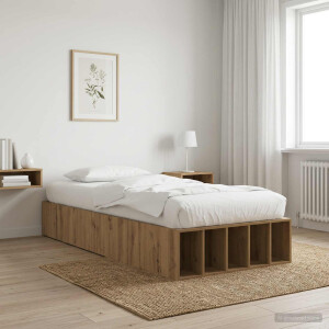 vidaXL Bedframe met opslag Artisanaal eiken 80 x 200 cm Bewerkt hout