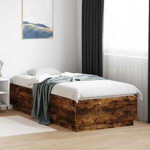 vidaXL Bed Frame met LED Gerookt eiken 80 x 200 cm Bewerkt hout