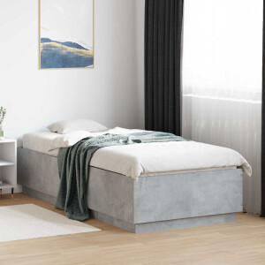 vidaXL Bed Frame met LED Betongrijs 80 x 200 cm Bewerkt hout