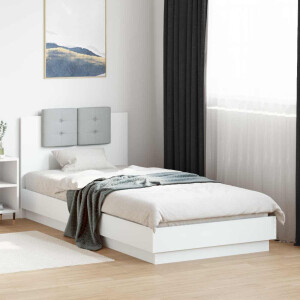 vidaXL Bedframe met Hoofdeinde Wit 80 x 200 cm Bewerkt hout