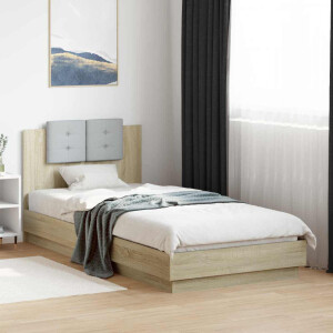 vidaXL Bedframe met Hoofdeinde Sonoma Eiken 80 x 200 cm Bewerkt hout