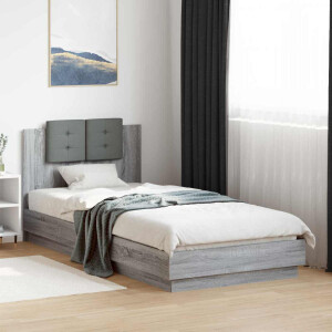 vidaXL Bedframe met Hoofdeinde Grijs Sonoma 80 x 200 cm Bewerkt hout