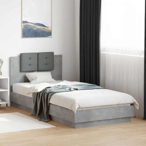 vidaXL Bedframe met Hoofdeinde Betongrijs 80 x 200 cm Bewerkt hout
