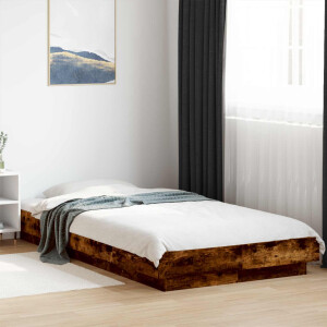 vidaXL Bed Frame met LED Gerookt eiken 80 x 200 cm Bewerkt hout