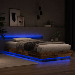 vidaXL Bed Frame met LED Oud hout 80 x 200 cm Bewerkt hout