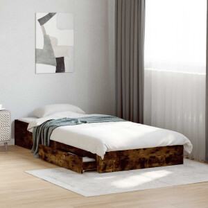 vidaXL Bedframe met opslag Gerookt eiken 80 x 200 cm Bewerkt hout