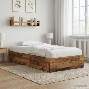 vidaXL Bedframe met opslag met lade Oud hout 80 x 200 cm Bewerkt hout