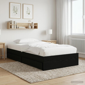 vidaXL Bedframe met opslag Zwart eiken 80 x 200 cm Bewerkt hout