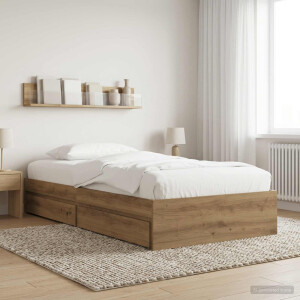 vidaXL Bedframe met opslag Artisanaal eiken 80 x 200 cm Bewerkt hout