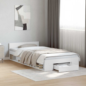 vidaXL Bedframe met opslag met lade Wit 80 x 200 cm Bewerkt hout