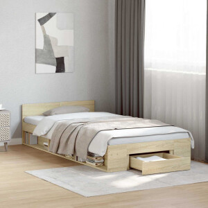 vidaXL Bedframe met opslag Sonoma Eiken 80 x 200 cm Bewerkt hout
