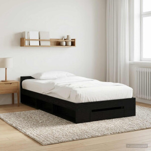 vidaXL Bedframe met opslag Zwart eiken 80 x 200 cm Bewerkt hout