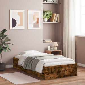 vidaXL Bedframe met opslag Gerookt eiken 80 x 200 cm Bewerkt hout