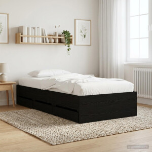 vidaXL Bedframe met opslag Zwart eiken 80 x 200 cm Bewerkt hout