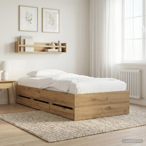vidaXL Bedframe met opslag Artisanaal eiken 80 x 200 cm Bewerkt hout
