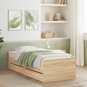 vidaXL Bedframe met opslag Sonoma Eiken 80 x 200 cm Bewerkt hout