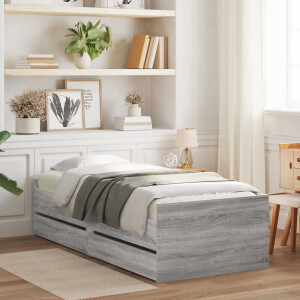 vidaXL Bedframe met opslag Betongrijs 80 x 200 cm Bewerkt hout