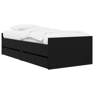 vidaXL Bedframe met opslag Zwart eiken 80 x 200 cm Bewerkt hout
