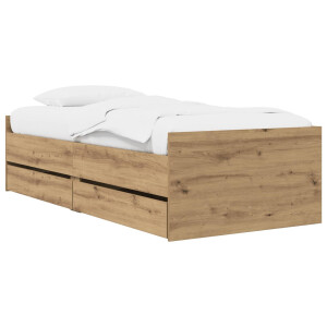 vidaXL Bedframe met opslag Artisanaal eiken 80 x 200 cm Bewerkt hout