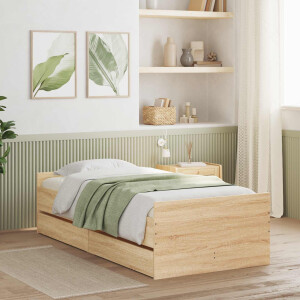 vidaXL Bedframe met opslag Sonoma Eiken 80 x 200 cm Bewerkt hout