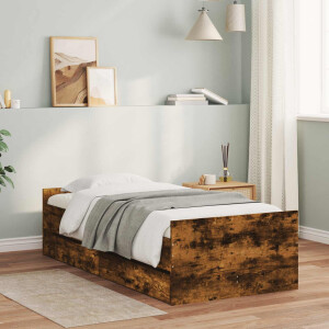 vidaXL Bedframe met opslag Gerookt eiken 80 x 200 cm Bewerkt hout