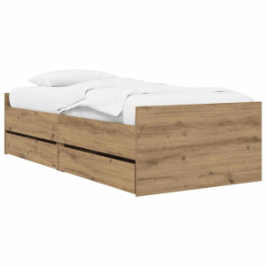 vidaXL Bedframe met opslag Artisanaal eiken 80 x 200 cm Bewerkt hout