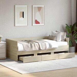 vidaXL Bedframe met opslag Sonoma Eiken 80 x 200 cm Bewerkt hout