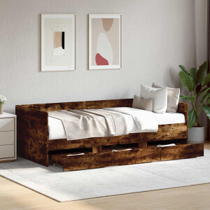 vidaXL Bedframe met opslag Gerookt eiken 80 x 200 cm Bewerkt hout