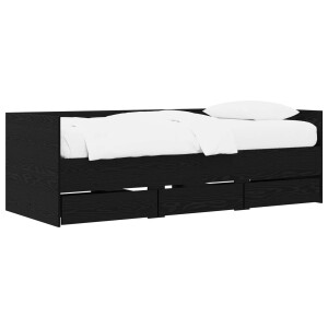 vidaXL Bedframe met opslag Zwart eiken 80 x 200 cm Bewerkt hout
