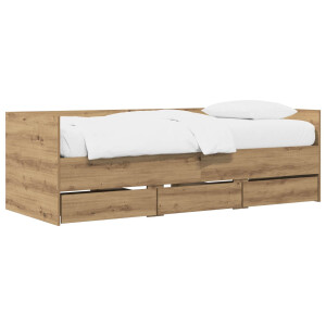 vidaXL Bedframe met opslag Artisanaal eiken 80 x 200 cm Bewerkt hout
